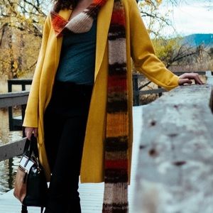 Yellow Zara suede coat